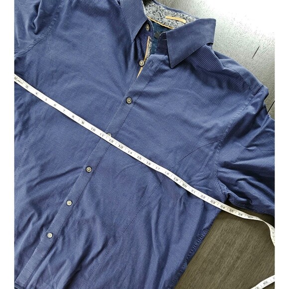 Ted Baker London Button Up Dress Shirt Blue Geometric Long Sleeve Size 7 - Picture 4 of 9